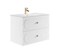 Vente-unique - Meuble de Salle de Bain Suspendu avec Vasque à encastrer - Blanc - 80 cm - SATOBAL