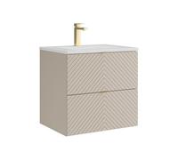 Vente-unique - Meuble de Salle de Bain Suspendu avec Vasque à encastrer et Robinet - Beige - 60 cm - DORIONI