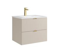 Vente-unique - Meuble de Salle de Bain Suspendu avec Vasque à encastrer et Robinet - Beige - 60 cm - Lavena