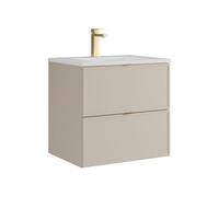 Vente-unique - Meuble de Salle de Bain Suspendu avec Vasque à encastrer et Robinet - Beige - 60 cm - ONDIL
