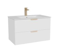 Vente-unique - Meuble de Salle de Bain Suspendu avec Vasque à encastrer et Robinet - Blanc - L80 cm - AVORELI