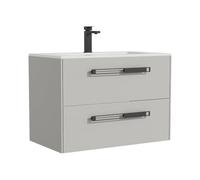 Vente-unique - Meuble de Salle de Bain Suspendu avec Vasque à encastrer et Robinet - Gris - 80 cm - FELNA