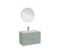 Vente-unique - Meuble de Salle de Bain Suspendu avec Vasque à encastrer, Robinet et Miroir - Vert Amande - L80 cm - AVORELI