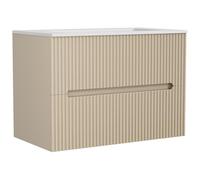 Vente-unique - Meuble de Salle de Bain Suspendu avec Vasque à encastrer - Strié Beige - 80 cm - PAVANI