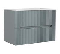 Vente-unique - Meuble de Salle de Bain Suspendu avec Vasque à encastrer - Strié Bleu Ciel - 80 cm - PAVANI