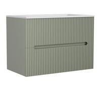 Vente-unique - Meuble de Salle de Bain Suspendu avec Vasque à encastrer - Strié Vert - 80 cm - PAVANI