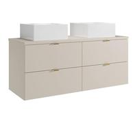 Vente-unique - Meuble de Salle de Bain Suspendu avec Vasque à Poser carrée - Beige - 120 cm - Lavena