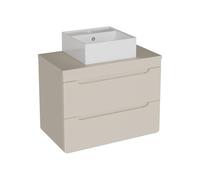 Vente-unique - Meuble de Salle de Bain Suspendu avec Vasque à Poser carrée - Beige - 80 cm - Aruba
