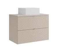 Vente-unique - Meuble de Salle de Bain Suspendu avec Vasque à Poser carrée - Beige - 80 cm - DORIONI