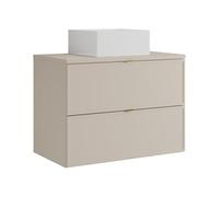 Vente-unique - Meuble de Salle de Bain Suspendu avec Vasque à Poser carrée - Beige - 80 cm - ONDIL