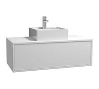 Vente-unique - Meuble de Salle de Bain Suspendu Blanc avec Simple Vasque carrée - 94 cm - TEANA II