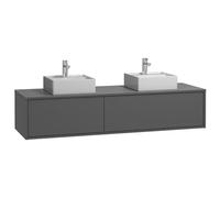 Vente-unique - Meuble de Salle de Bain Suspendu Coloris Gris Anthracite avec Double Vasque - L150 cm - ISAURE II