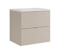 Vente-unique - Meuble de Salle de Bain Suspendu en Chevrons avec Vasque à encastrer - Beige - 60 cm - DORIONI