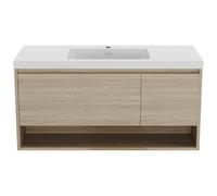 Vente-unique - Meuble de Salle de Bain Suspendu Simple Vasque Coloris Naturel Clair - 120 cm - PUJUKA