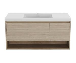 Vente-unique - Meuble de Salle de Bain Suspendu Simple Vasque Coloris Naturel Clair - 120 cm - PUJUKA