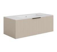 Vente-unique - Meuble de Salle de Bain Suspendu strié avec Vasque à encastrer - Coloris Beige - 100 cm - PALIRO