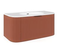 Vente-unique - Meuble de Salle de Bain Suspendu strié avec Vasque à encastrer - Terracotta Mat - 100 cm - LOMERI