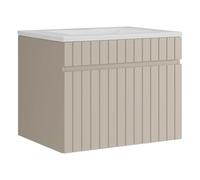 Vente-unique - Meuble de Salle de Bain Suspendu strié Beige avec Vasque à encastrer - 60 cm - SATARA