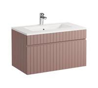 Vente-unique - Meuble de Salle de Bain Suspendu strié Rose avec Vasque à encastrer - 80 cm - SATARA