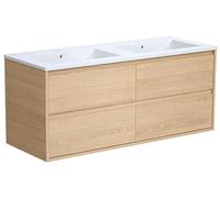 Meuble de salle de bain suspendu avec vasque à encastrer - Placage chêne - 120 cm - MILIPAM