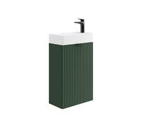 Meuble lave main strié porte réversible vert - H60 x L40 x P22 - VAHIRA