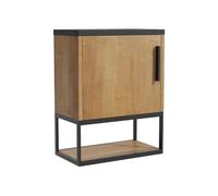 Vente-unique - Meuble Lave-Main Suspendu avec Niche et Vasque Noire - 40 cm - Coloris Naturel Clair - LOPENA