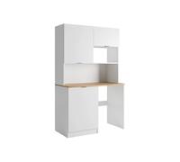 Vente-unique - Meuble Multifonction kitchenette et buanderie - avec Plan de Travail 120 cm - Blanc et Naturel - CARMEO