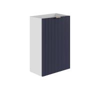 Vente-unique - Meuble pour Lave Main strié Caisson Blanc et Porte réversible Bleue - H60 x L40 x P22 - VAHIRA