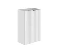 Vente-unique - Meuble pour Lave Main strié Porte réversible Blanc - H60 x L40 x P22 - VAHIRA