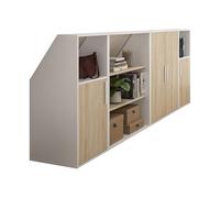 Vente-unique - Meuble sous Pente 4 Portes, 2 étagéres et 2 niches - Blanc et Naturel - ADEZIO