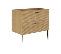 Vente-unique - Meuble sous Vasque strié sur Pieds - 2 tiroirs - Naturel Clair - 80 cm - SARONE