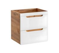 Meuble sous vasque suspendu coloris naturel et blanc - 60 cm - ARUBA