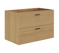 Vente-unique - Meuble sous Vasque Suspendu strié - 2 tiroirs - Naturel Clair - 80 cm - SARONE
