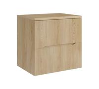 Vente-unique - Meuble sous Vasque Suspendu strié avec Planche - Naturel Clair - 60 cm - ORISO