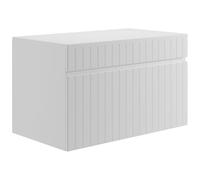 Vente-unique - Meuble sous Vasque Suspendu strié Blanc avec Planche - 80 cm - SATARA