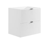 Vente-unique - Meuble sous Vasque Suspendu strié - Blanc Mat - 60 cm - ZEVINI