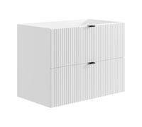 Vente-unique - Meuble sous Vasque Suspendu strié - Blanc Mat - 80 cm - ZEVINI