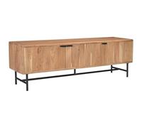 Vente-unique - Meuble TV avec 3 Portes en Bois d'acacia et métal Noir - Naturel Clair - ALEVIA