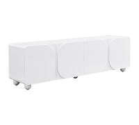 Vente-unique-Meuble TV avec 4 Portes en MDF - Blanc - YELDINIA