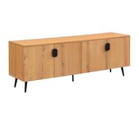 Vente-unique - Meuble TV avec 4 Portes placage chêne et Acier - Naturel Clair et Noir - SINOLO