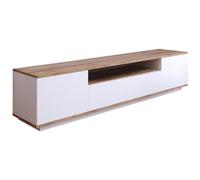 Meuble TV avec 3 portes et 1 niche - Blanc et naturel - LOTULA