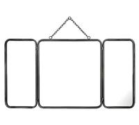 Vente-unique - Miroir de barbier Vintage en métal - L. 112 x H. 60 cm - Gris métallisé - Cerrone