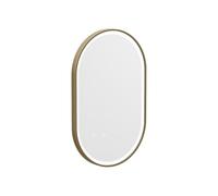 Vente-unique - Miroir de Salle de Bain Lumineux Ovale Anti buée avec Contour doré - 50 x 80 cm - ALARICO