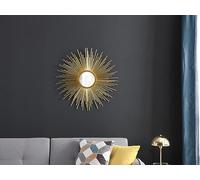 Vente-unique-Miroir Mural Soleil en métal - D. 70 cm - Doré - LEVANZO