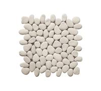 Vente-unique - Mosaïque sol et mur galets naturels créme - pack de 1m² (dalles de 30x30 cm) - OLA