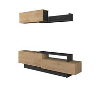 Vente-unique Mur TV Monty avec rangements - Coloris chêne & Anthracite