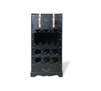 Vente-unique OZAIA - Range Bouteilles avec Coffre en Bois de Sapin et MDF - L.43 x H.100 cm - Noir - CAVINA