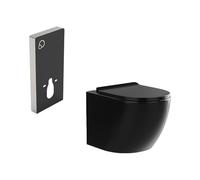 Pack WC suspendu avec bâti-support décoratif - Noir brillant - JAVOINE