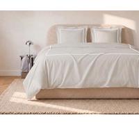 Vente-unique Palacio - Parure de lit Percale 80 Fils/cm² - Housse de Couette 220 x 240 cm + 2 taies d'oreiller - Beige Bourdon Blanc - CHARMY de Palacio