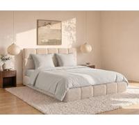 Vente-unique Palacio - Parure de lit Percale de Coton 80 Fils/cm² - Housse de Couette 240 x 260 cm + 2 taies d'oreiller 63 x 63 cm - Beige Passepoil Noir - Agami de Palacio